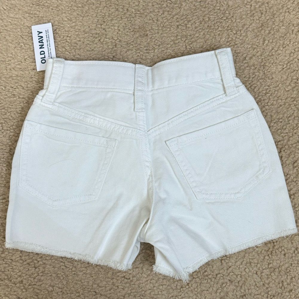 NWT Old Navy White Shorts High-Waisted Frayed-Hem Shorts for Girls Sz 7 Slim - Picture 2 of 4